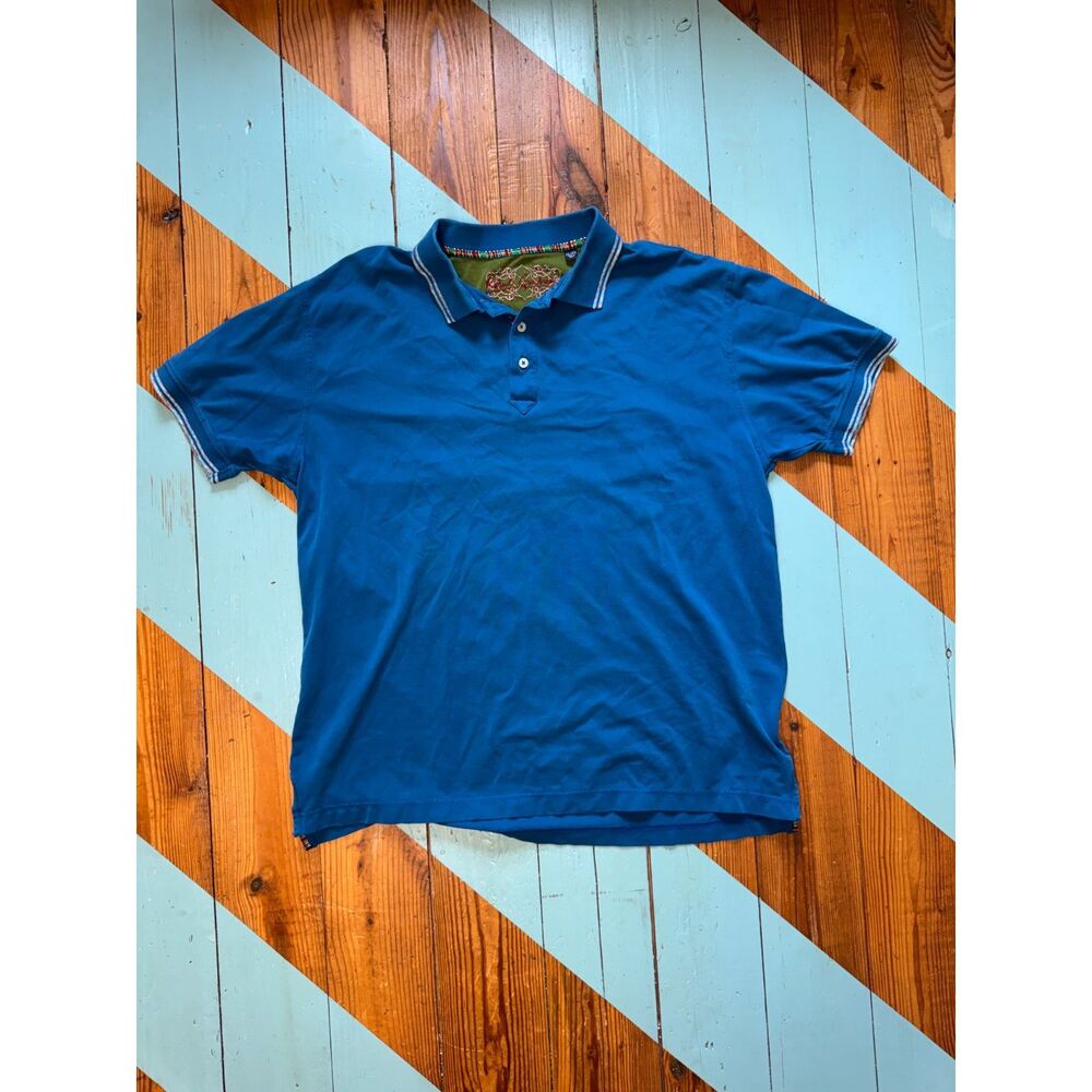 Robert Graham Blue Short Sleeve Polo Shirt Size 2XL